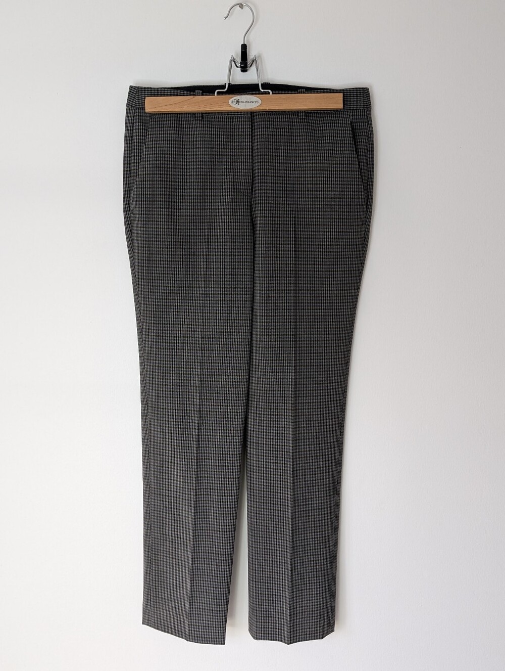 Theory - Wool Straight Leg Trouser Houndstooth Dress Pants Corporate Girlie Sz 2